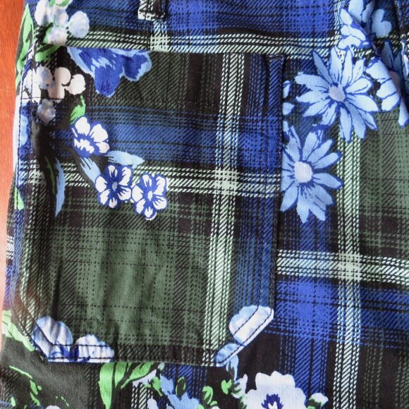 Maeve Anthropologie Pants Collette Size 29Petite Blue and Green Cropped Wide Leg - Picture 3 of 7